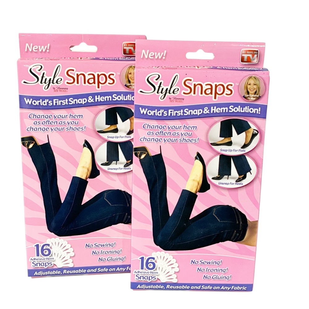 Style Snaps As Seen On TV Adjustable Reusable Adhesive Hem Snaps Lot of 2 NEW
